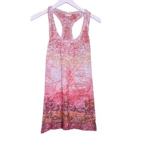 Mossimo Supply Co. Coral Pink Ombre Racerback Tank Top Semi Sheer M